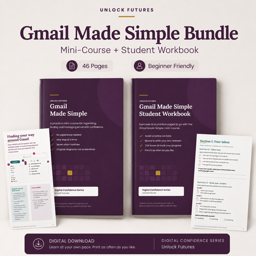 Digital Confidence Bundle — Gmail Made Simple Course, Workbook + Keyboard Shortcuts