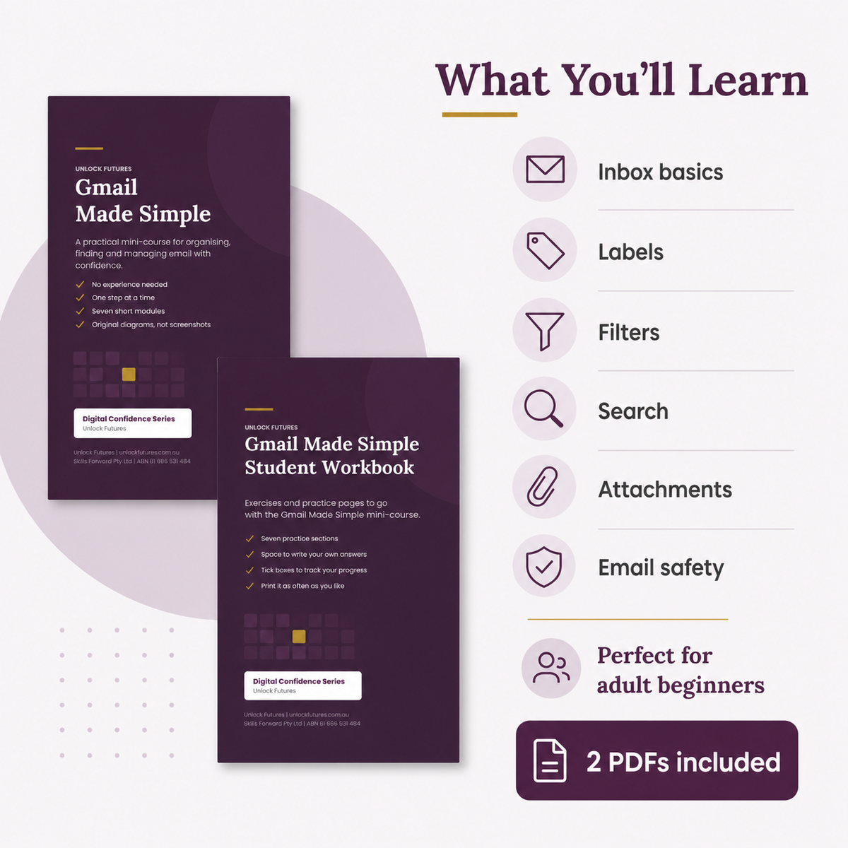 Digital Confidence Bundle — Gmail Made Simple Course, Workbook + Keyboard Shortcuts